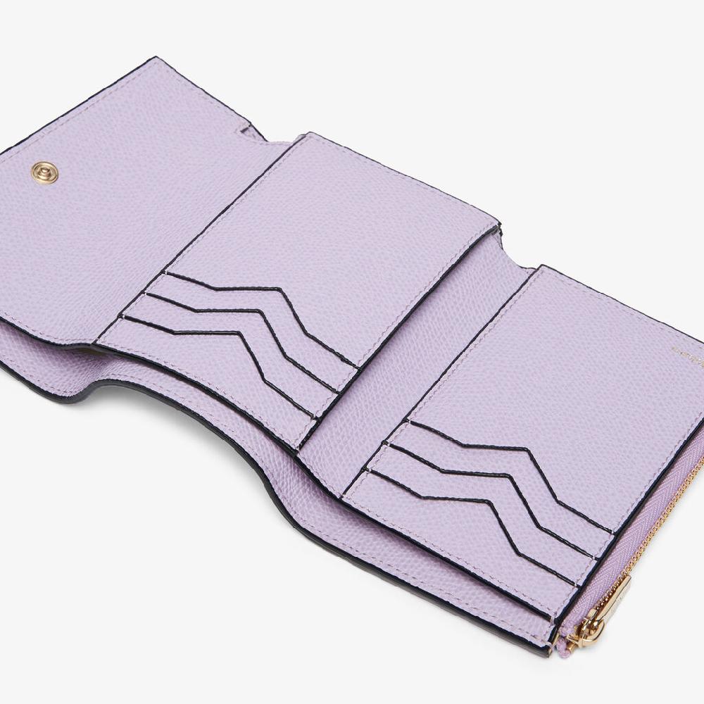 Valextra Portafoglio piccolo da Donna di Lusso in Pelle Lilla | Valextra Pocket Affare Del Giorno