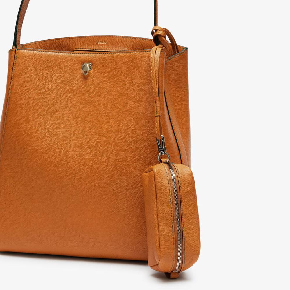 Valextra Trousse da Donna in Pelle Marrone con tracolla | Valextra Sconto