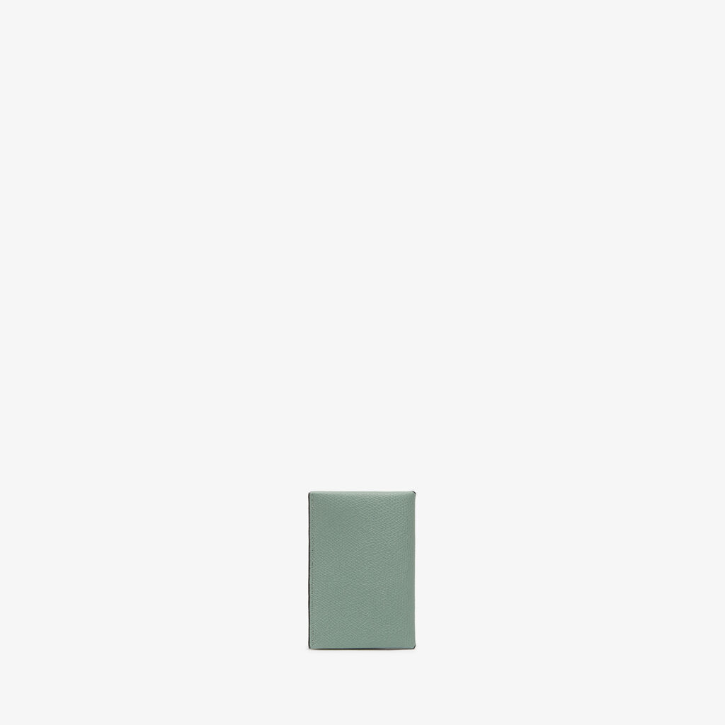 Valextra Porta Carte con Bottone | Pelle di vitello Millepunte | Verde Eucalipto/Nero | Valextra Nuova