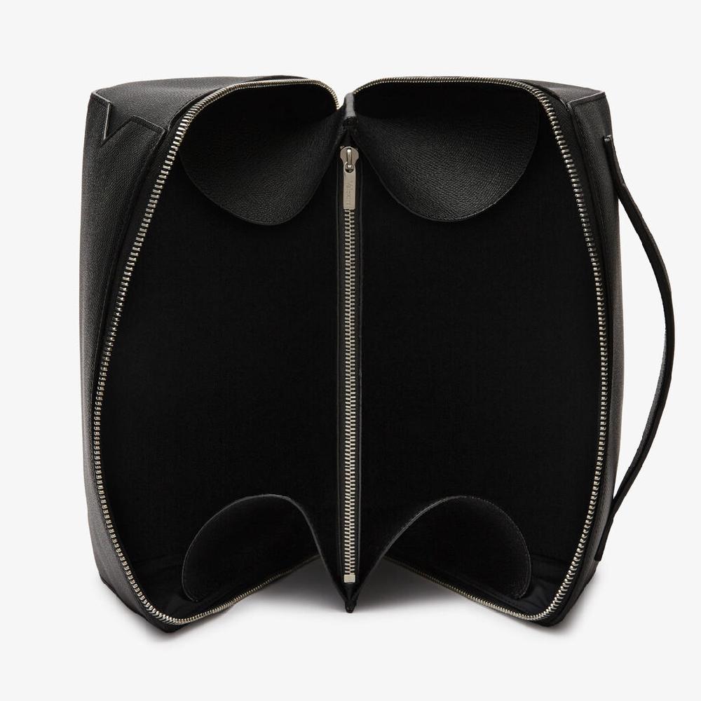 Valextra Beauty case da Uomo di Lusso in Pelle Nera | Valextra V-Line Pezzi Unici