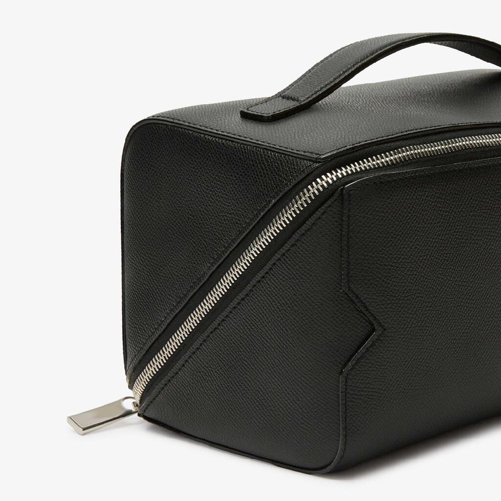 Valextra Beauty case da Uomo di Lusso in Pelle Nera | Valextra V-Line Pezzi Unici