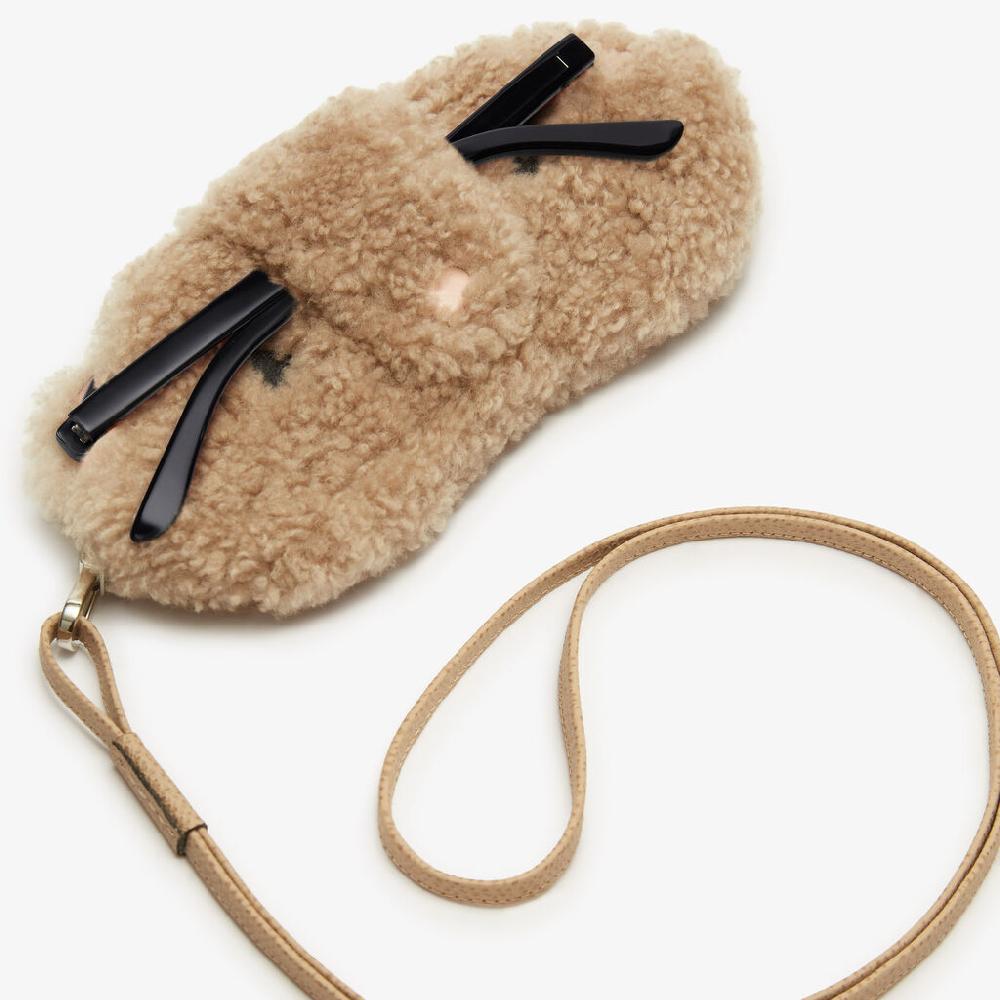 Valextra Custodia per occhiali Orso di Lusso in Shearling Beige Qualità Garantita