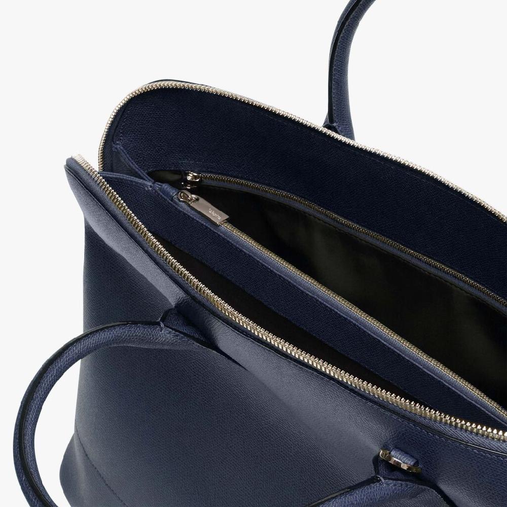 Valextra Borsa tote da ufficio in Pelle Blu | Valextra My Logo Negozi Online
