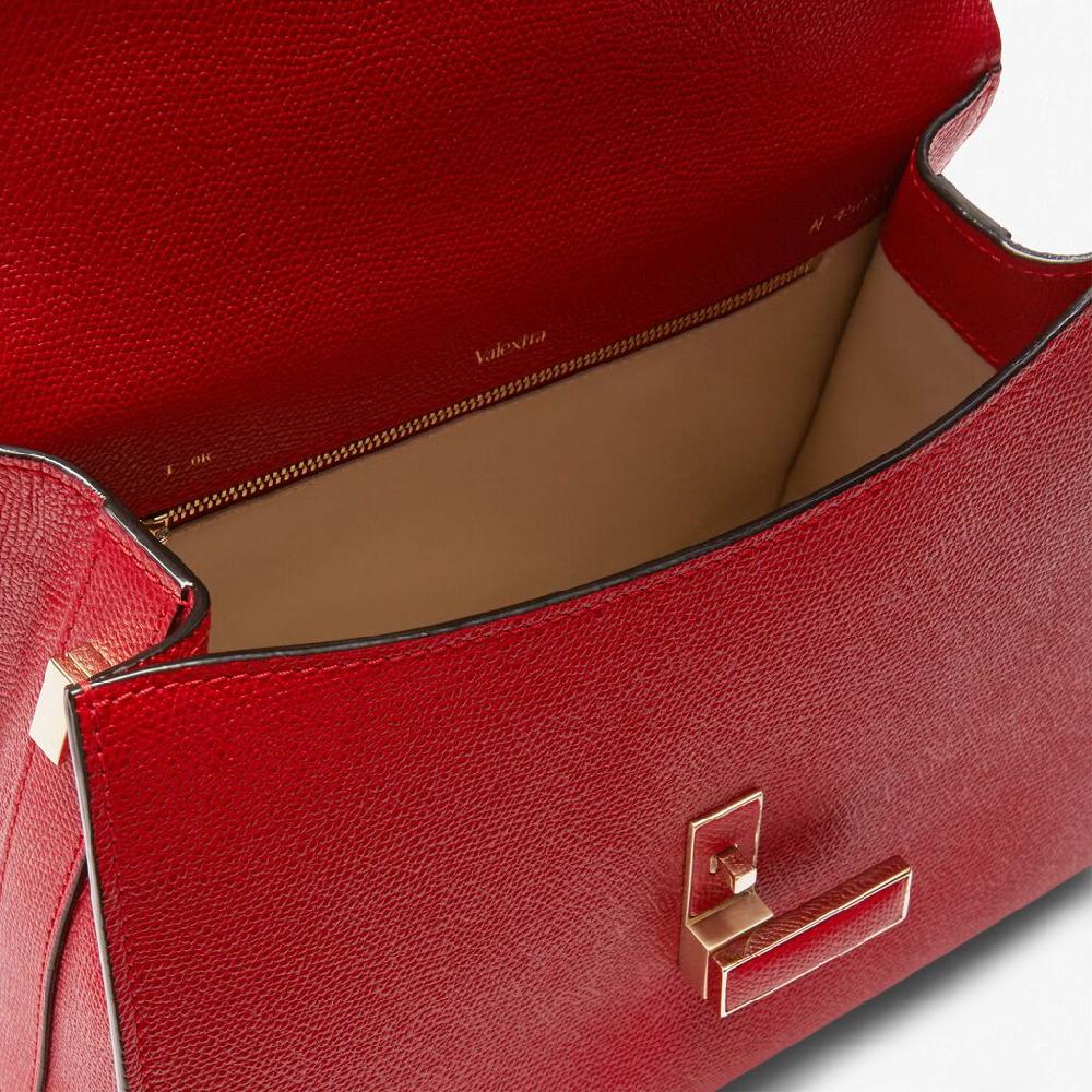 Valextra Valextra Iside: Borsa a mano Media in Pelle Rossa Affare Del Giorno