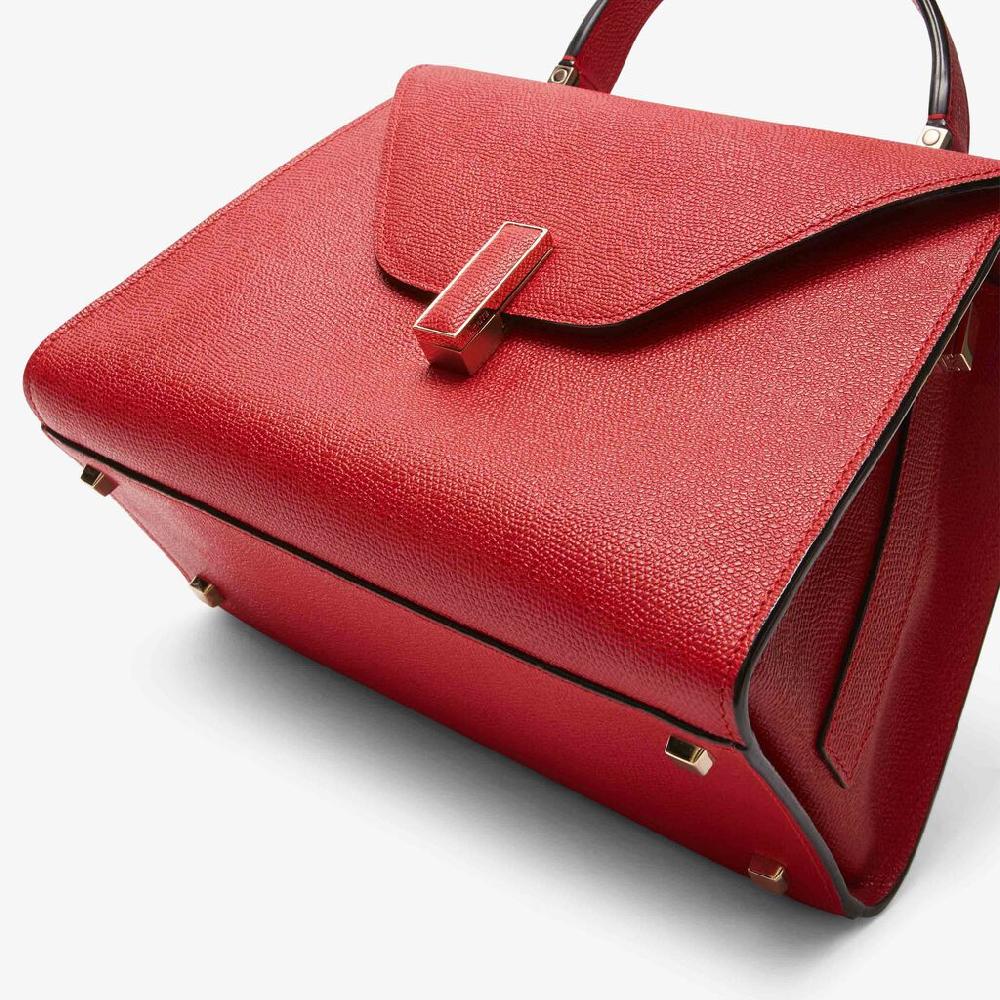Valextra Valextra Iside: Borsa a mano Media in Pelle Rossa Affare Del Giorno