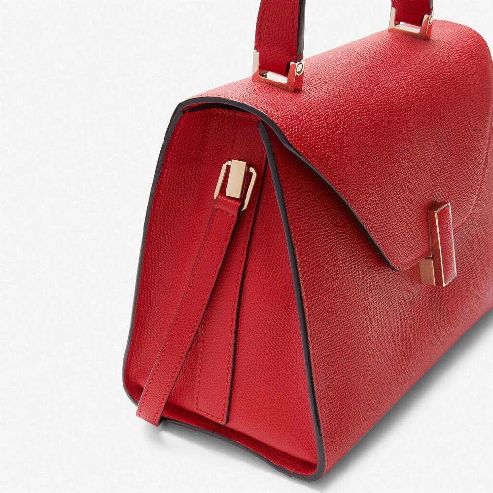 Valextra Valextra Iside: Borsa a mano Media in Pelle Rossa Affare Del Giorno