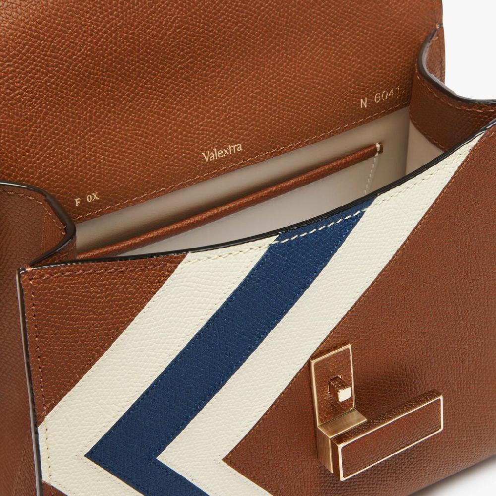 Valextra Borsetta da Donna Pelle intarsia Marrone e Bianca | Valextra Iside Novità