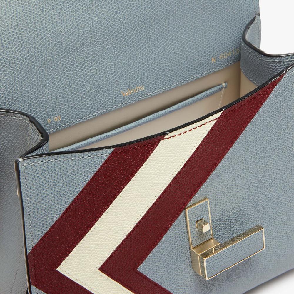 Valextra Borsa Donna Pelle intarsia Blu e Boreaux | Valextra Iside Presa