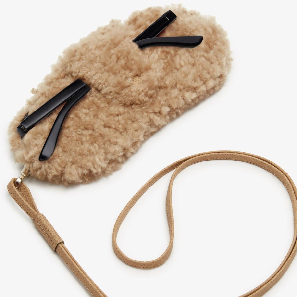 Valextra Custodia porta occhiali di Lusso in Shearling Beige Sconto