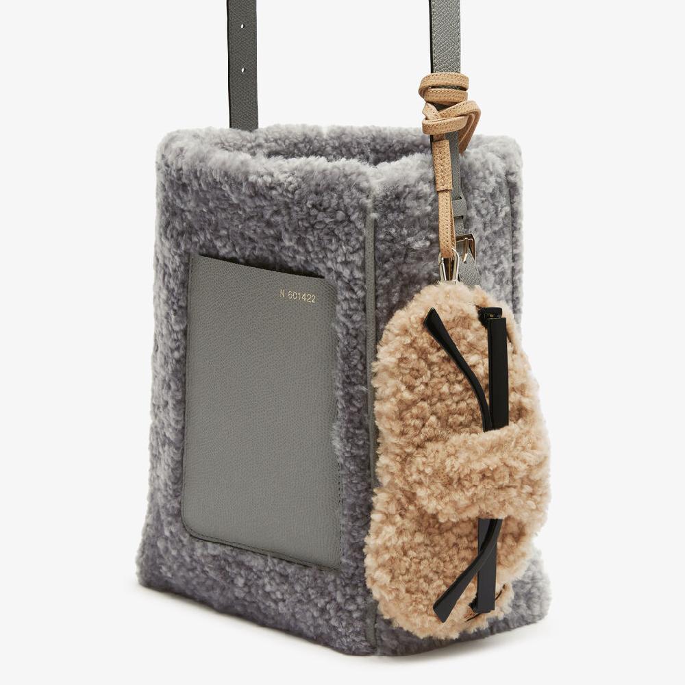 Valextra Custodia porta occhiali di Lusso in Shearling Beige Sconto