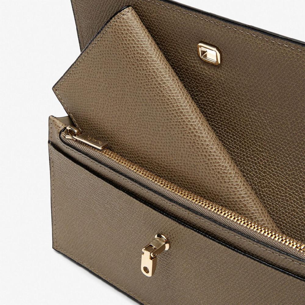 Valextra Valextra Brera: Portafoglio grande in Pelle Marrone Tortora Online