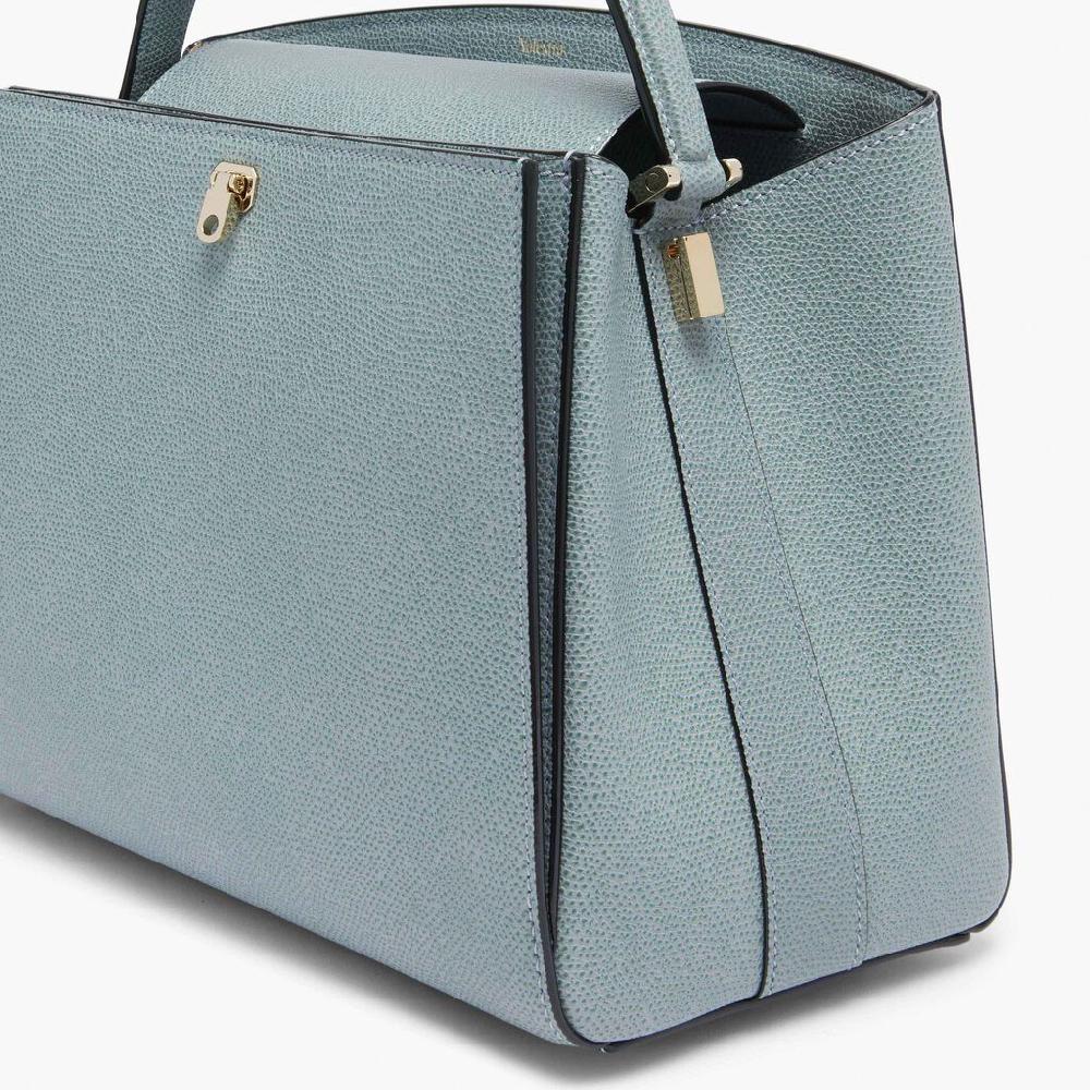 Valextra Valextra Brera: Borsa a mano Media in Pelle Blu Vendita Calda