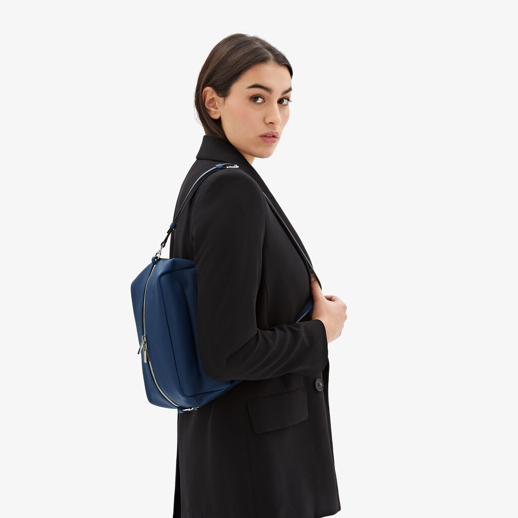 Valextra Borsa a tracolla da Donna di Lusso in Pelle Blu Zaffiro | Valextra Negozio