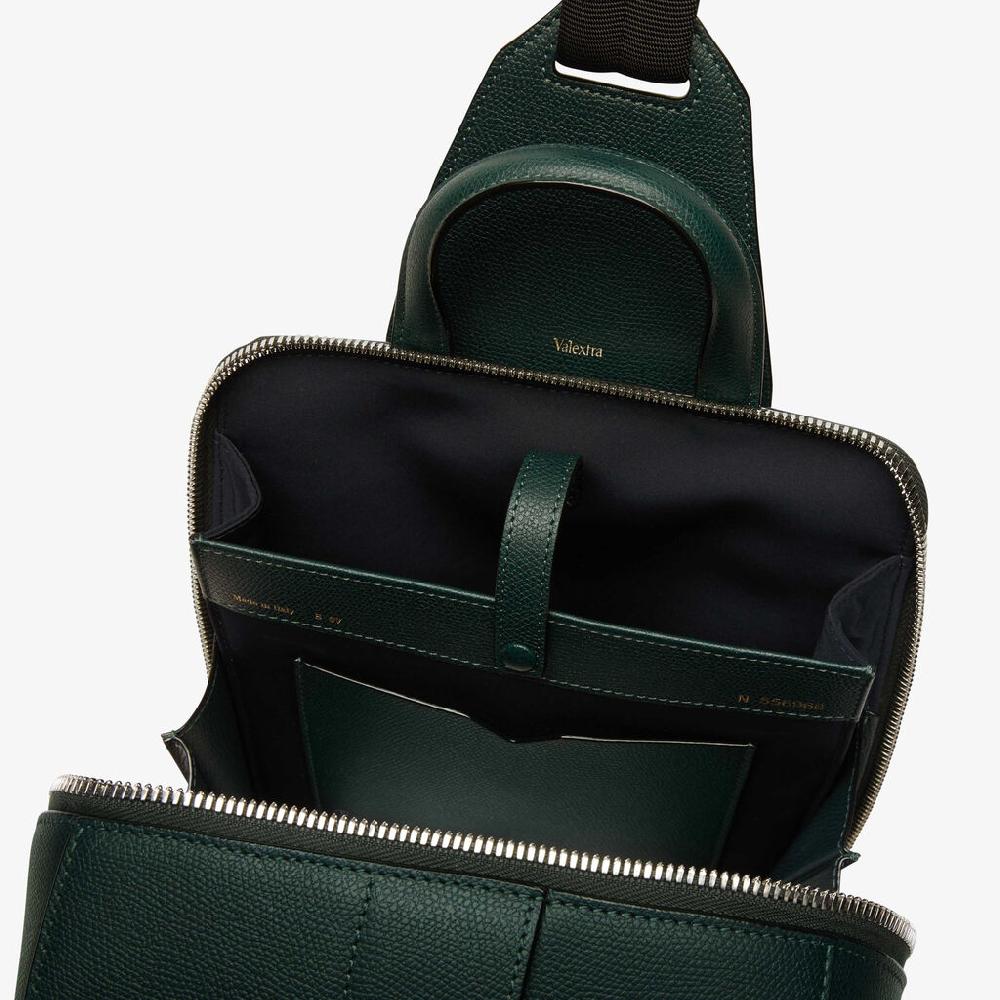 Valextra Zaino monospalla da Uomo in Pelle Verde | Valextra V-Line Vendita