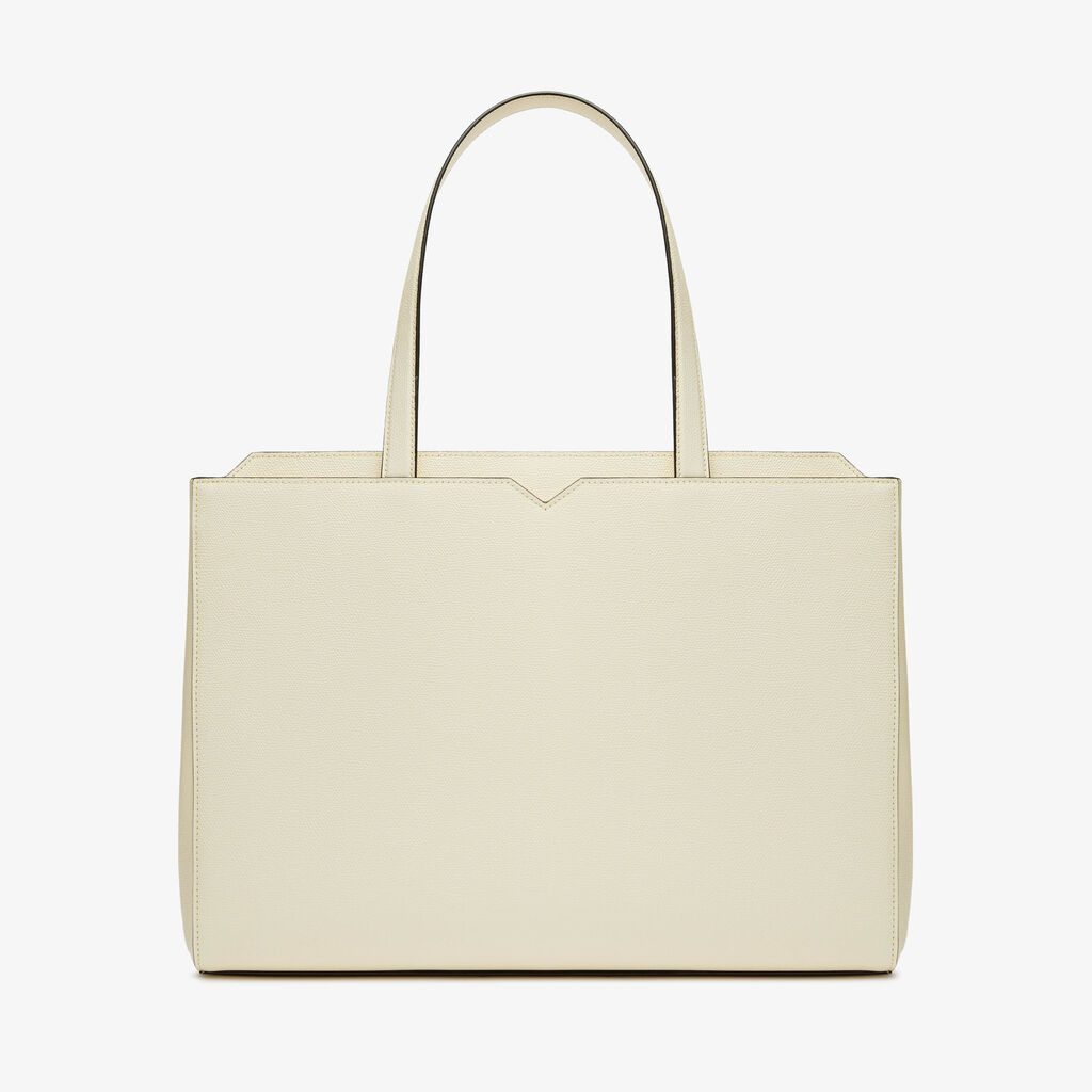 Valextra Shopping bag orizzontale da Uomo in Pelle Bianca | Valextra V-Line