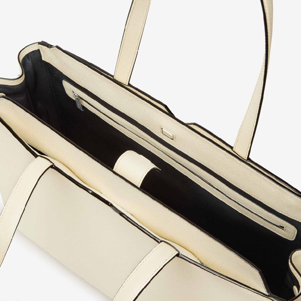 Valextra Shopping bag orizzontale da Uomo in Pelle Bianca | Valextra V-Line Soddisfazione Garantita
