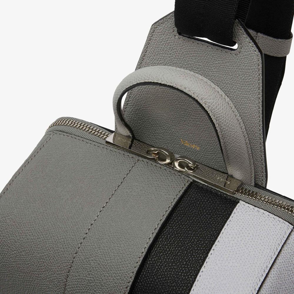 Valextra Zaino da Uomo di Lusso in pelle Grigia e Nera | Valextra V-Line Negozi Online