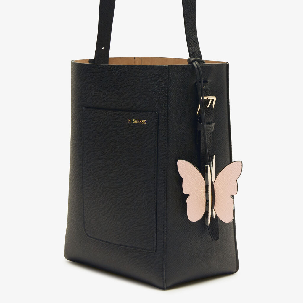 Valextra Charm Farfalla | Pelle di vitello Millepunte | Rosa Bonne Mine/Gallo Crema/Nero | Valextra Saldi Di Fabbrica