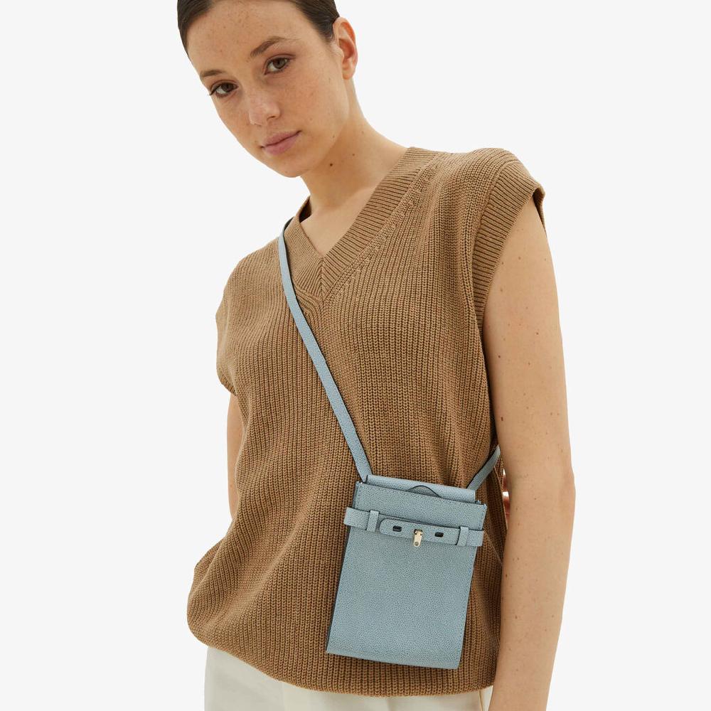 Valextra Borsa a tracolla Micro in Pelle Blu | Valextra Brera Moda