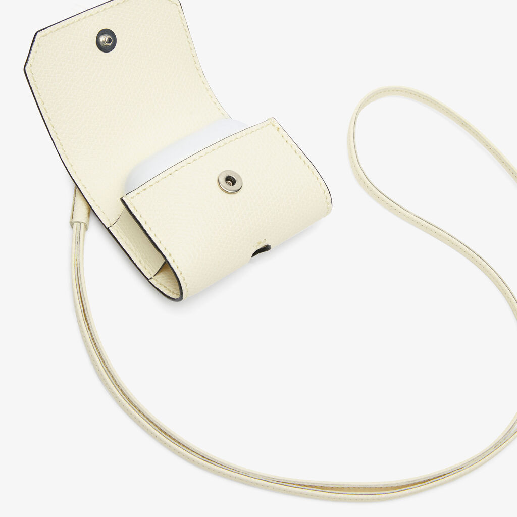 Valextra Porta Airpods Pro con Tracolla in Pelle Bianca | Valextra 2025