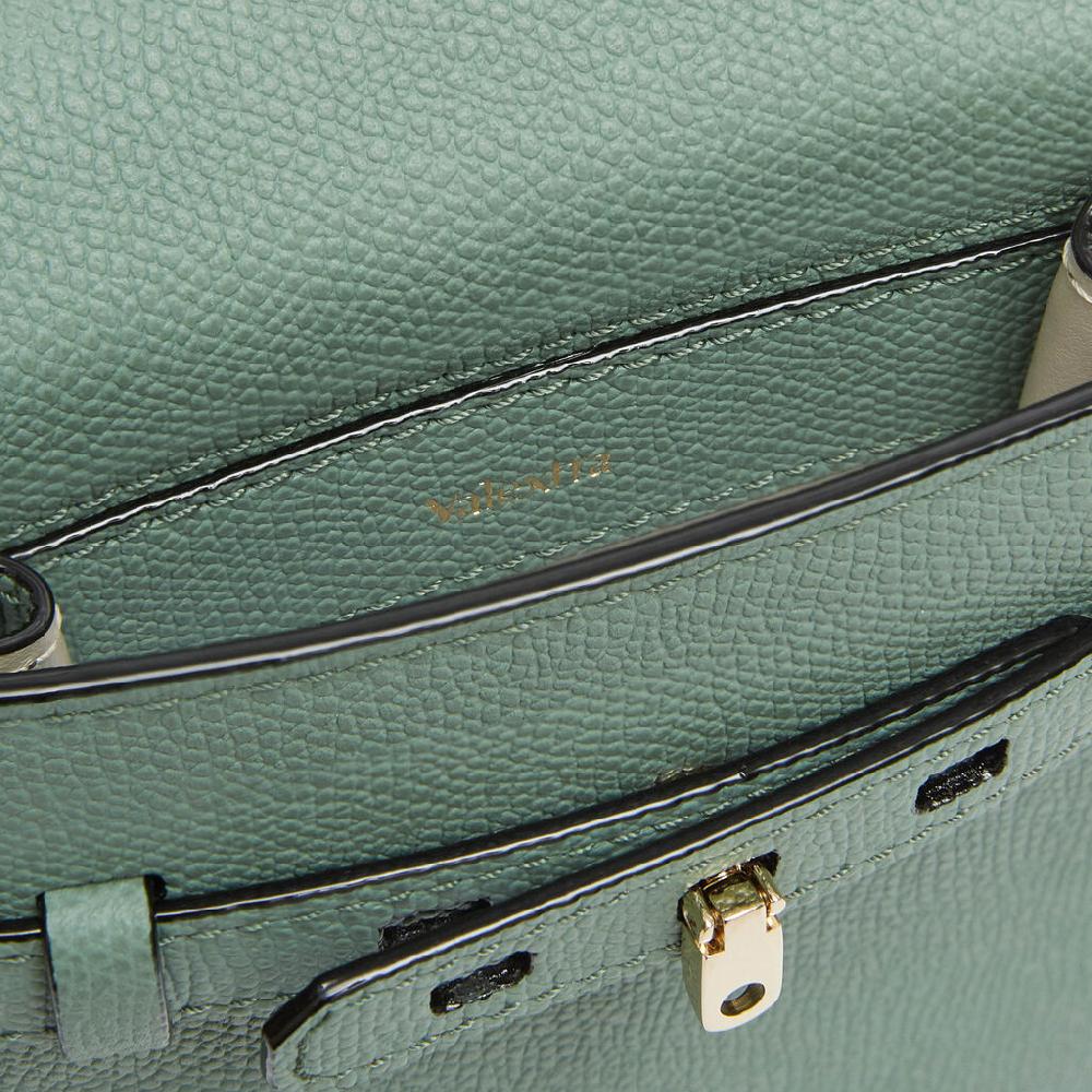 Valextra Borsa a Tracolla Brera B-Tracollina Slim Micro | Pelle di vitello Millepunte | Verde Eucalipto | Valextra Italy