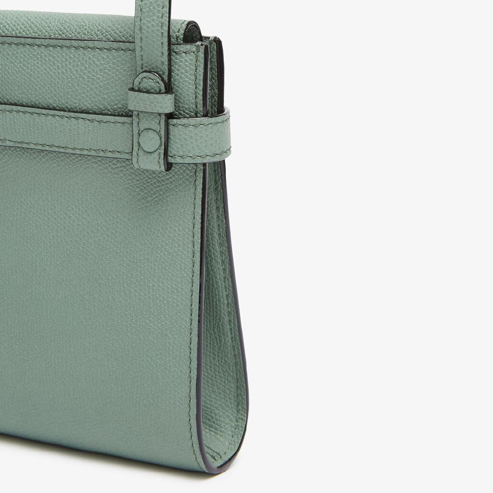 Valextra Borsa a Tracolla Brera B-Tracollina Slim Micro | Pelle di vitello Millepunte | Verde Eucalipto | Valextra Italy