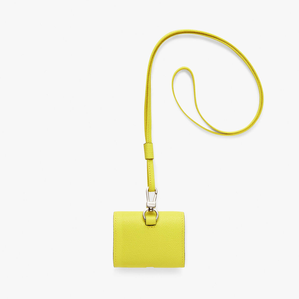 Valextra Porta Airpods Pro con Tracolla in Pelle Gialla Lime | Valextra Novità