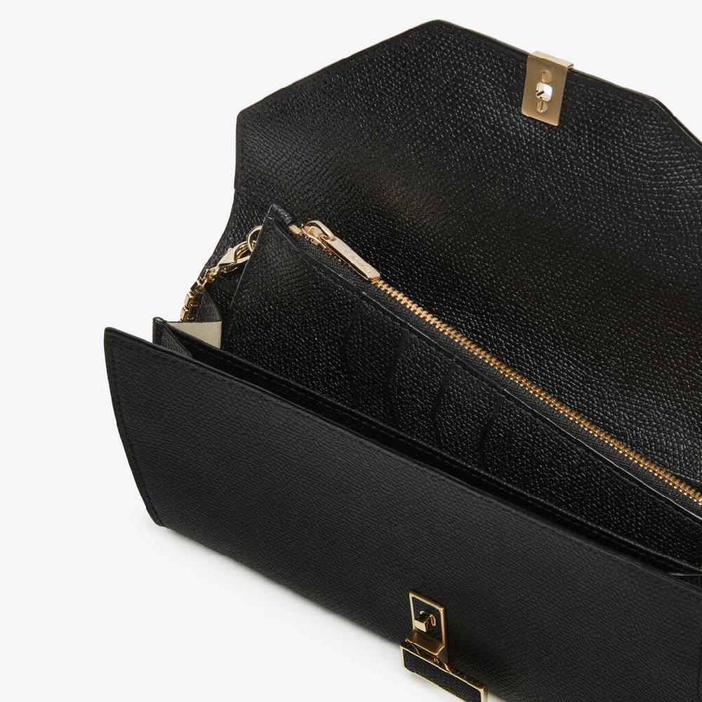 Valextra Portafoglio grande con catena tracolla in Pelle Nera | Valextra Iside Offerta
