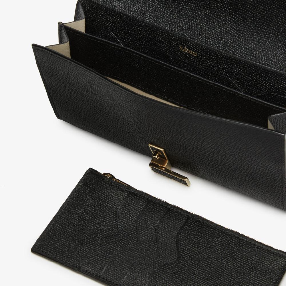Valextra Portafoglio grande con catena tracolla in Pelle Nera | Valextra Iside Offerta