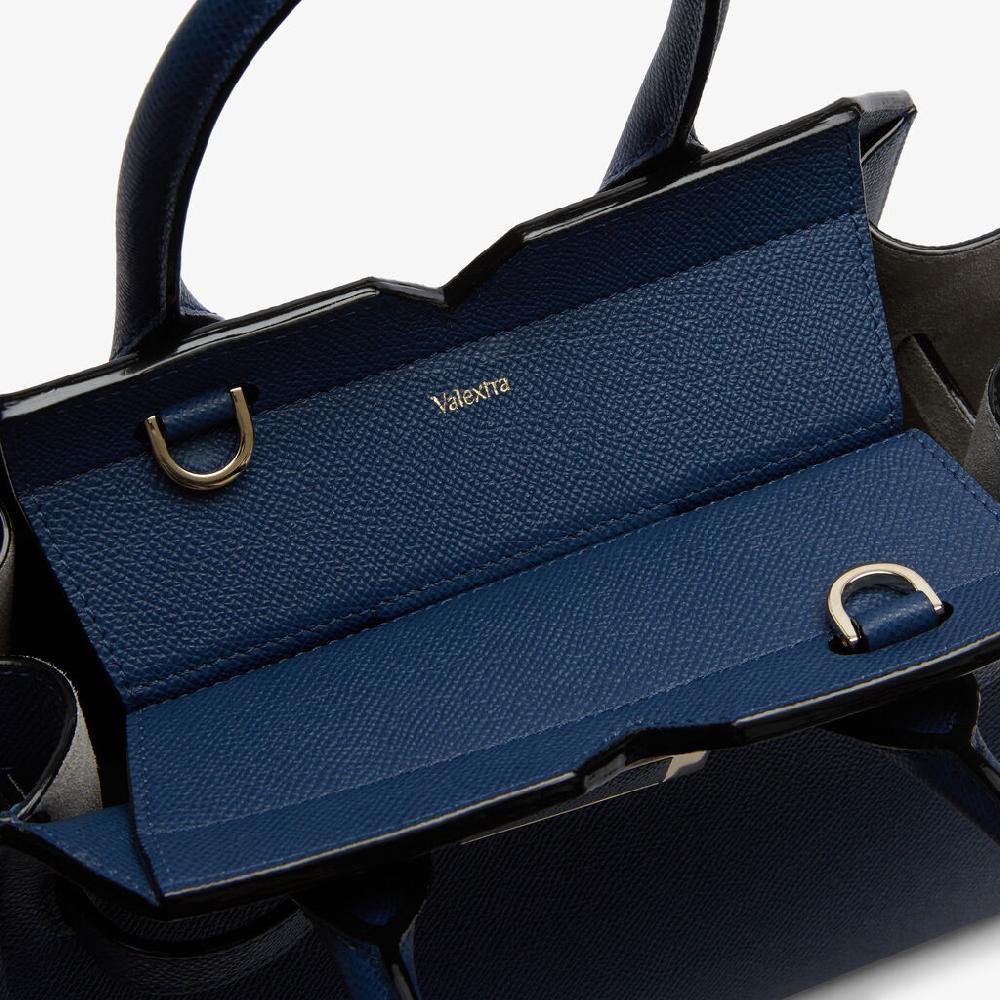 Valextra Borsa due manici da Donna di Lusso in Pelle Blu Zaffiro | Valextra Qualità Garantita