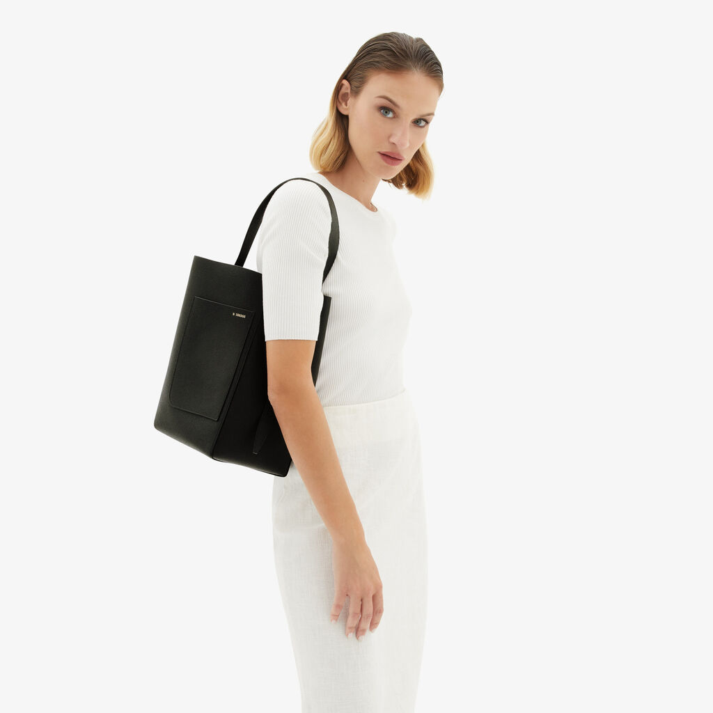 Valextra Borsa a secchiello da Donna in Media Pelle Nera | Valextra Soft Negozi Online