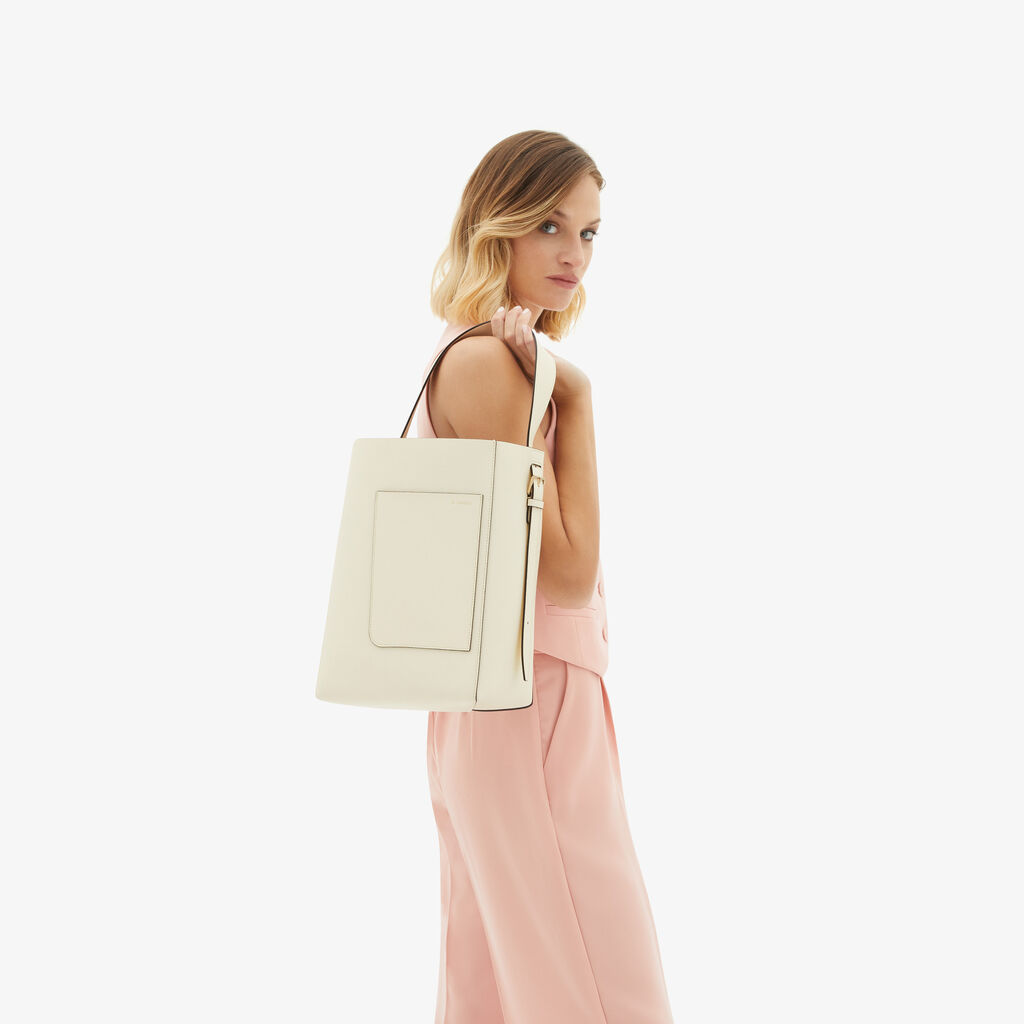 Valextra Borsa a secchiello da Donna Media in Pelle Bianca | Valextra Soft Consegna Veloce