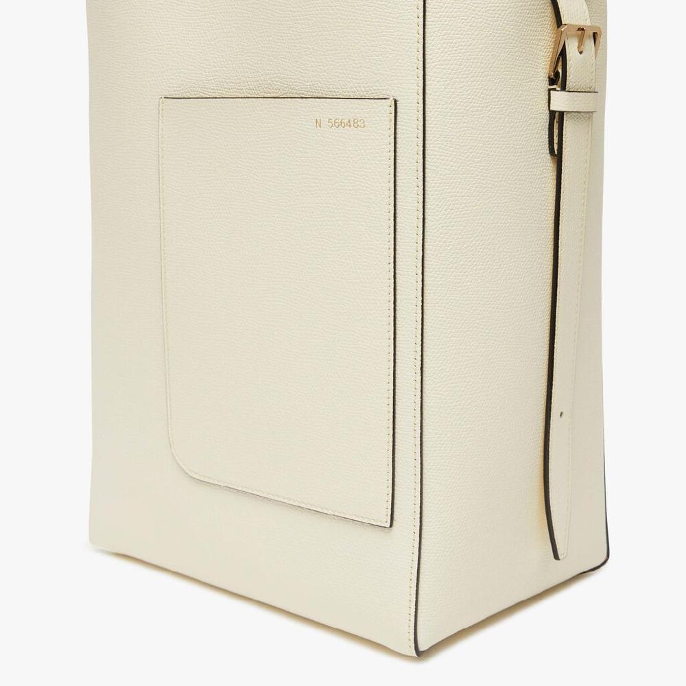 Valextra Borsa a secchiello da Donna Media in Pelle Bianca | Valextra Soft Consegna Veloce