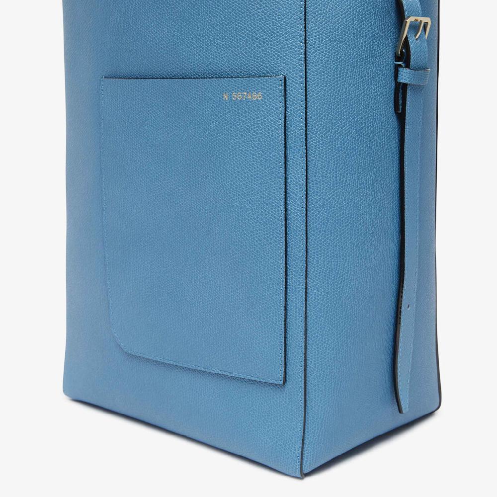 Valextra Borsa a secchiello da Donna Media in Pelle Azzurra | Valextra Soft Promozione Limitata