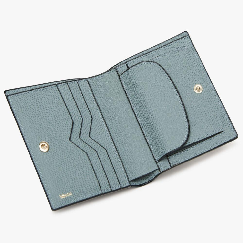 Valextra Portafoglio compatto da Donna in Pelle Azzurra | Valextra Outlet