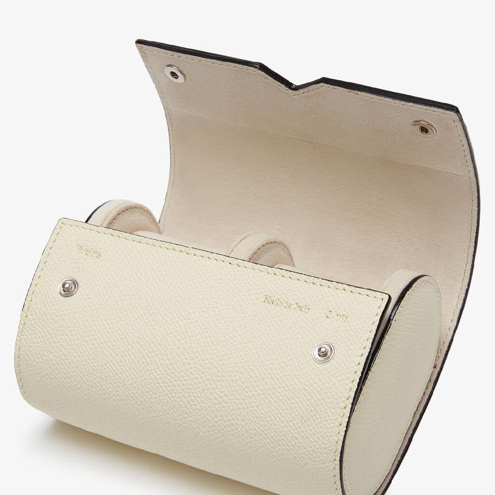Valextra Porta orologio doppio da Donna in Pelle Bianca | Valextra V-Line Vendite Flash