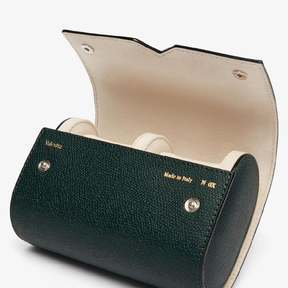 Valextra Porta orologio doppio di Lusso in Pelle Verde | Valextra V-Line Negozio
