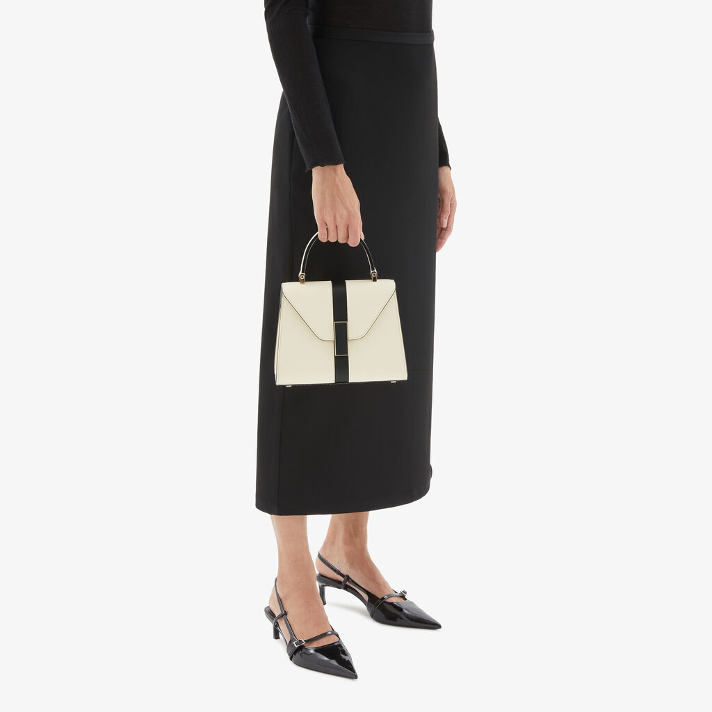 Valextra Borsa a mano Donna Lusso Pelle Bianca e Nera | Valextra Iside In Saldo