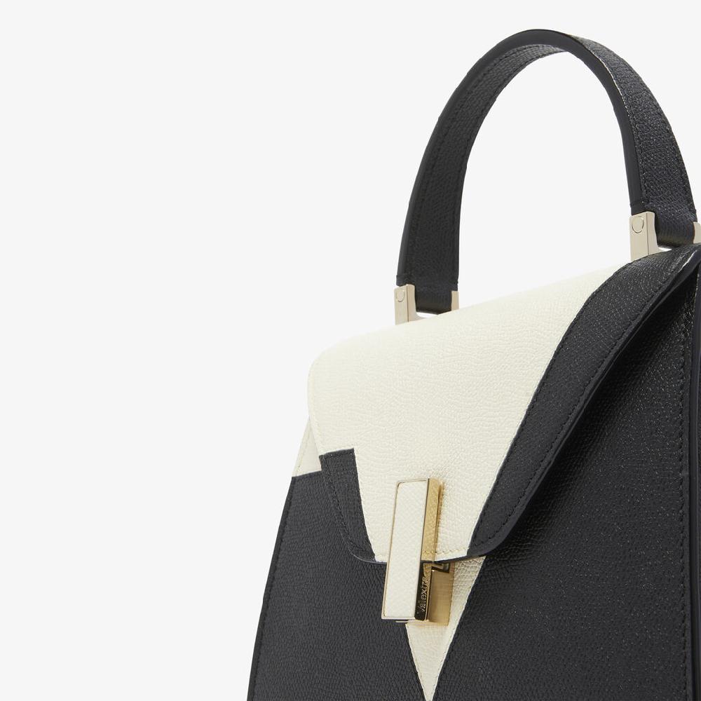 Valextra Borsetta a mano Mini Nera con intarsi geometrici | Valextra Iside Nuova
