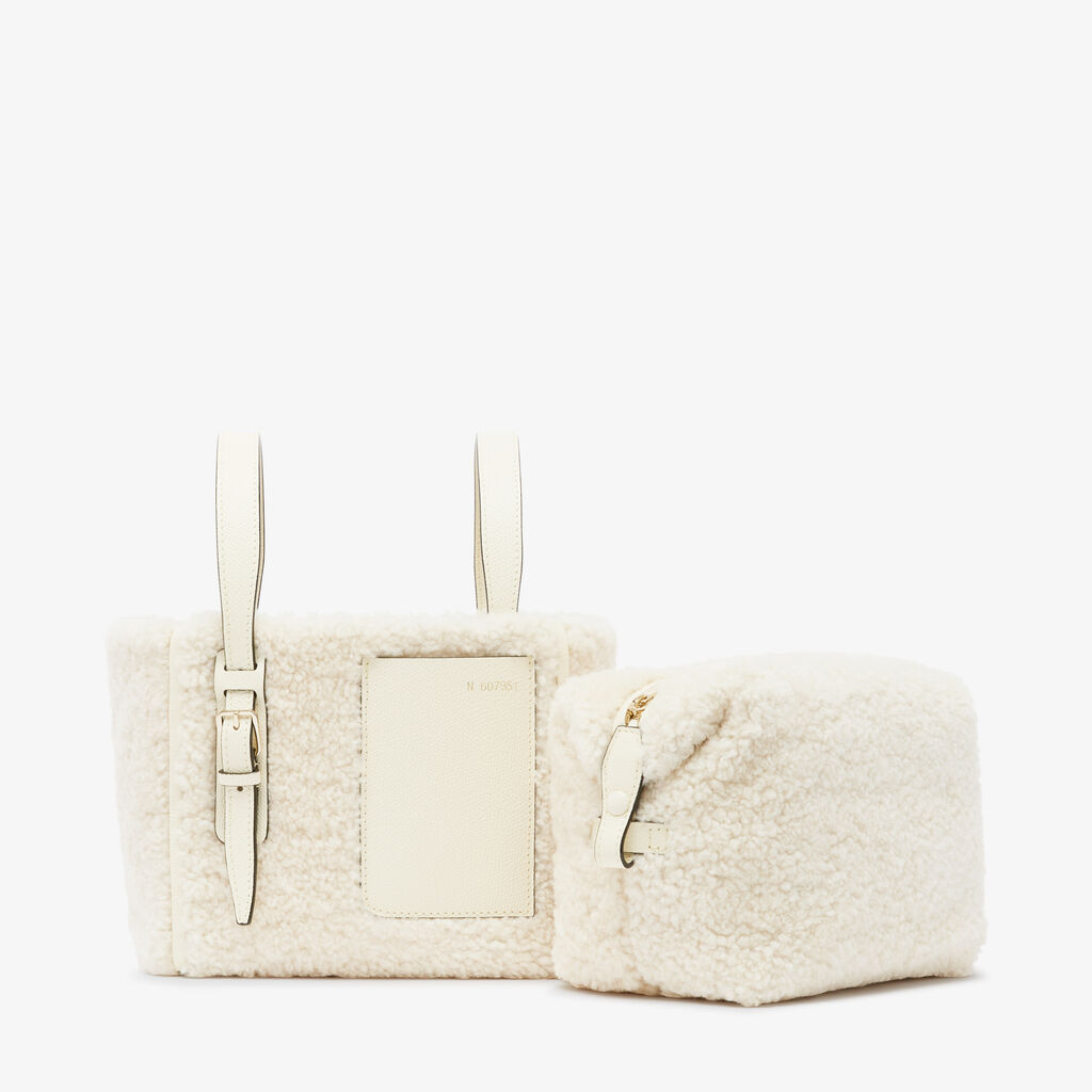 Valextra BORSA SECCHIELLO MINI CON TRACOLLA MONTONE/VITELLO VS ORO CHIARO Moda