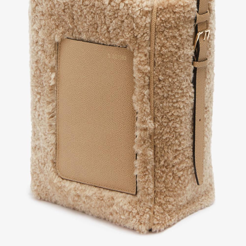 Valextra Borsa a secchiello da Donna Mini Shearling Beige | Valextra Soft Italia