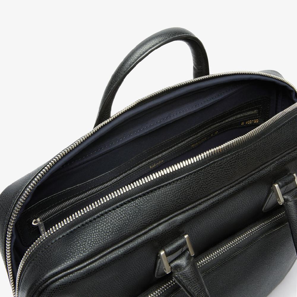 Valextra Borsa business Media in Pelle Nera | Valextra Avietta 2025