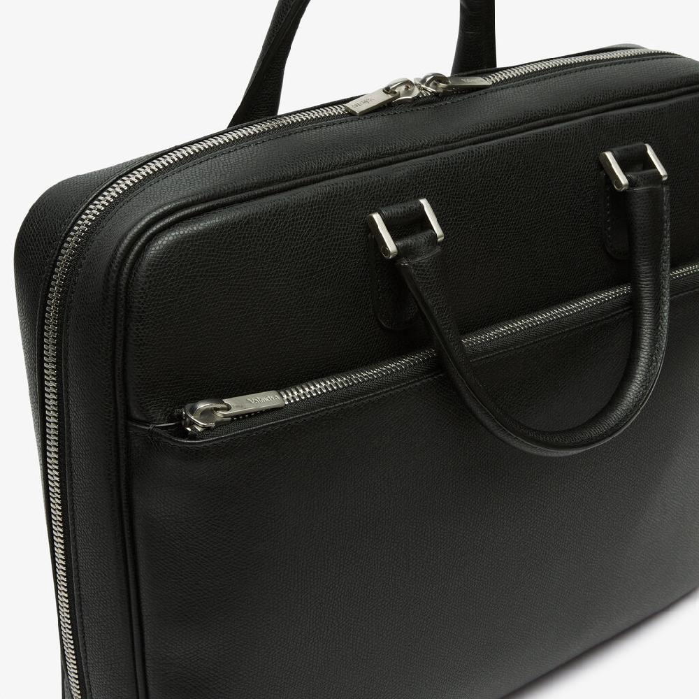Valextra Borsa business Media in Pelle Nera | Valextra Avietta 2025