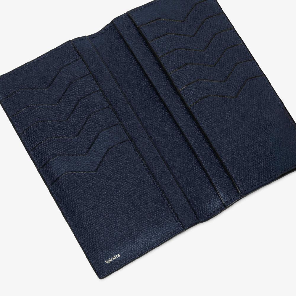 Valextra Portafoglio verticale bifold di Lusso in Pelle Blu | Valextra Promozione