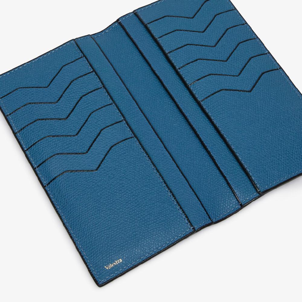Valextra Portafoglio verticale bifold in Pelle Blu Cobalto | Valextra Pezzi Unici