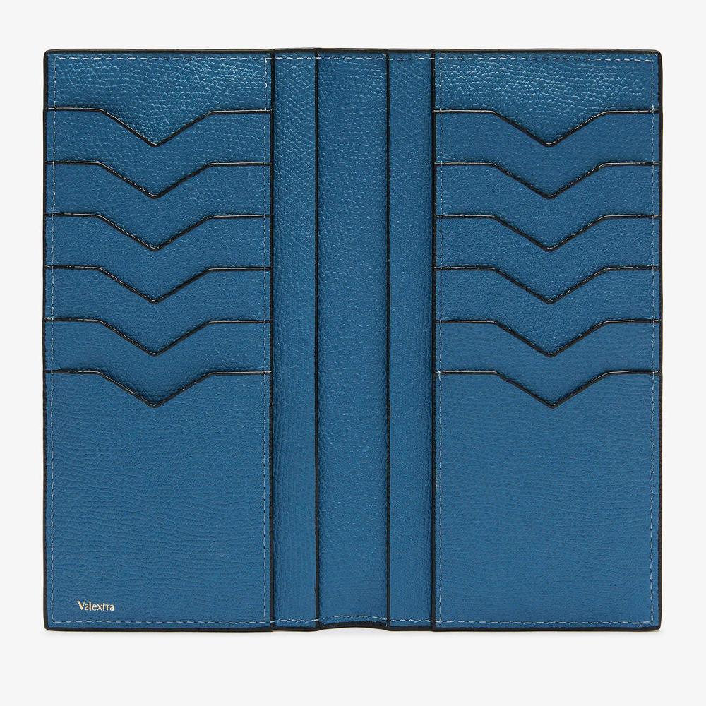 Valextra Portafoglio verticale bifold in Pelle Blu Cobalto | Valextra Pezzi Unici