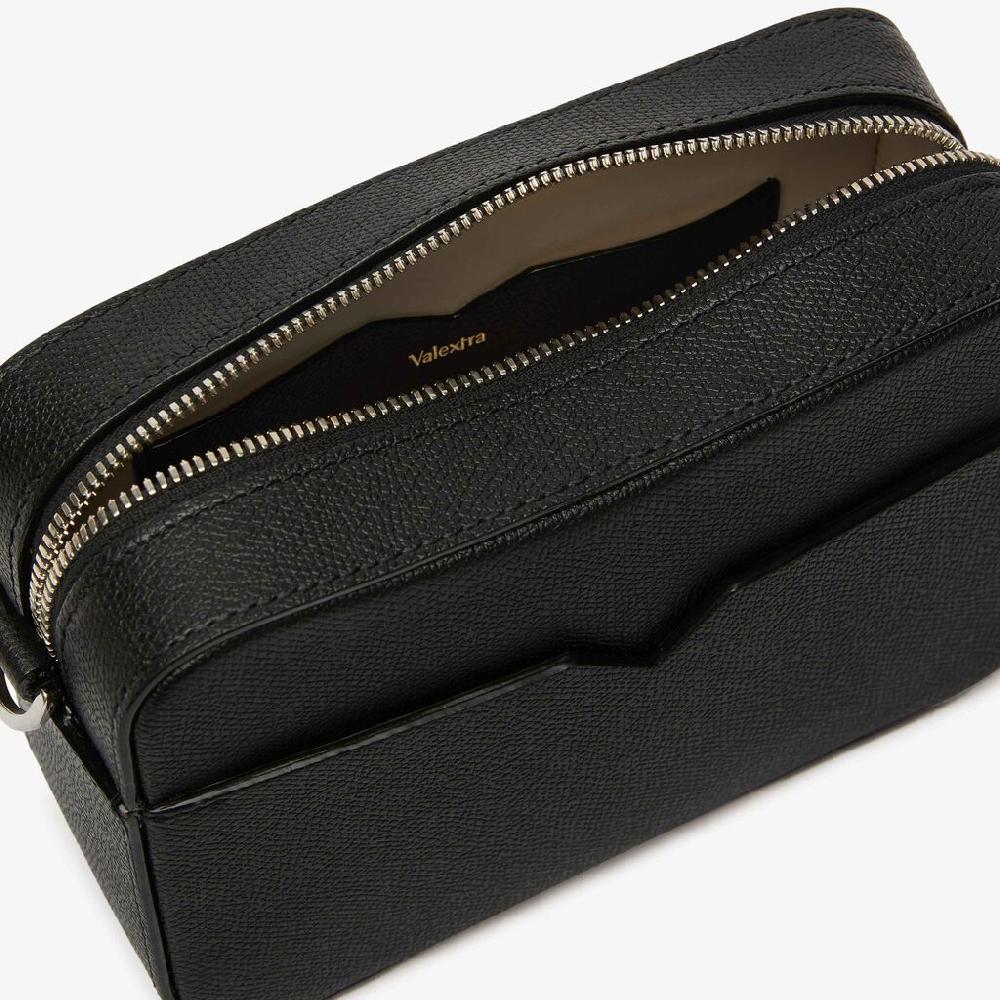 Valextra Borsa a tracolla da Uomo di Lusso Pelle Nera | Valextra V-Line Soddisfazione Garantita