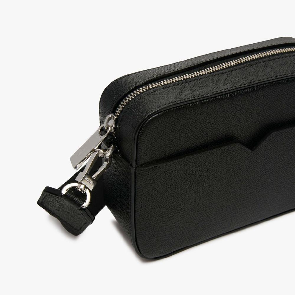 Valextra Borsa a tracolla da Uomo di Lusso Pelle Nera | Valextra V-Line Soddisfazione Garantita