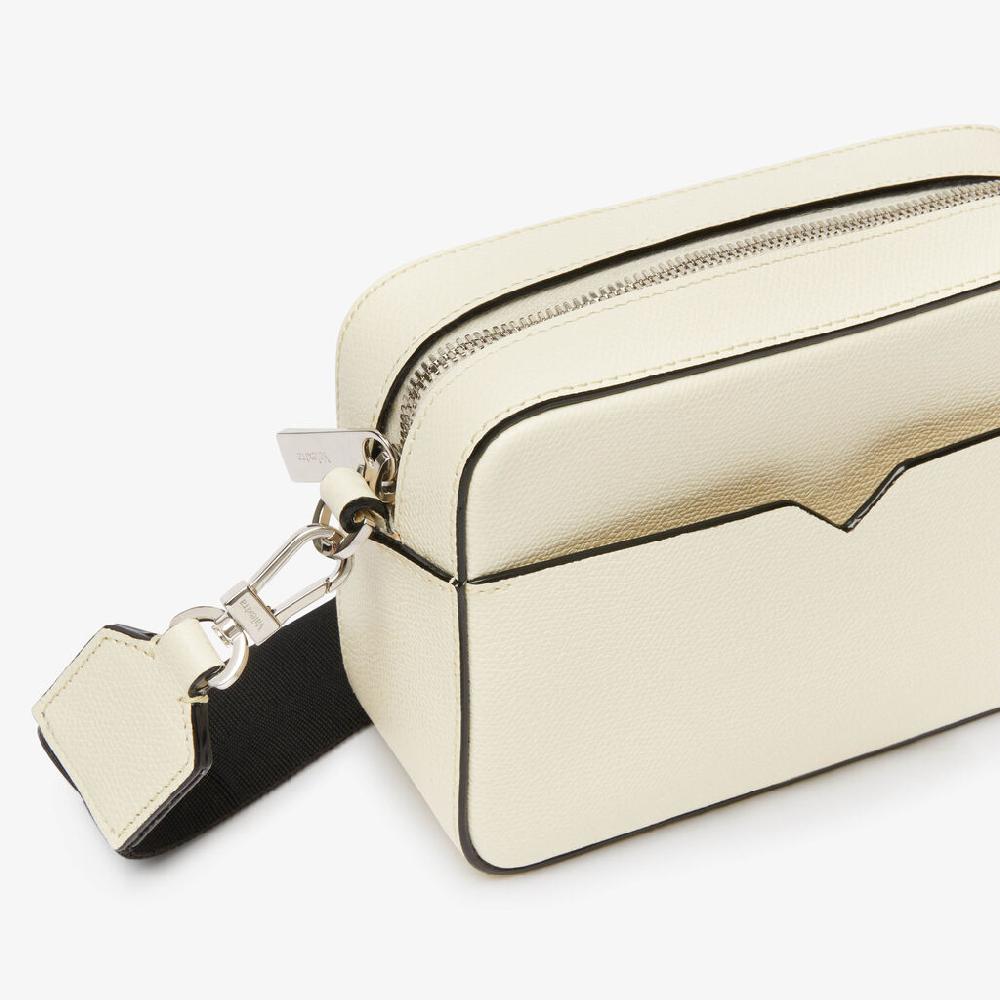 Valextra Borsa a tracolla da Uomo di Lusso in Pelle Bianca | Valextra V-Line Qualità Garantita