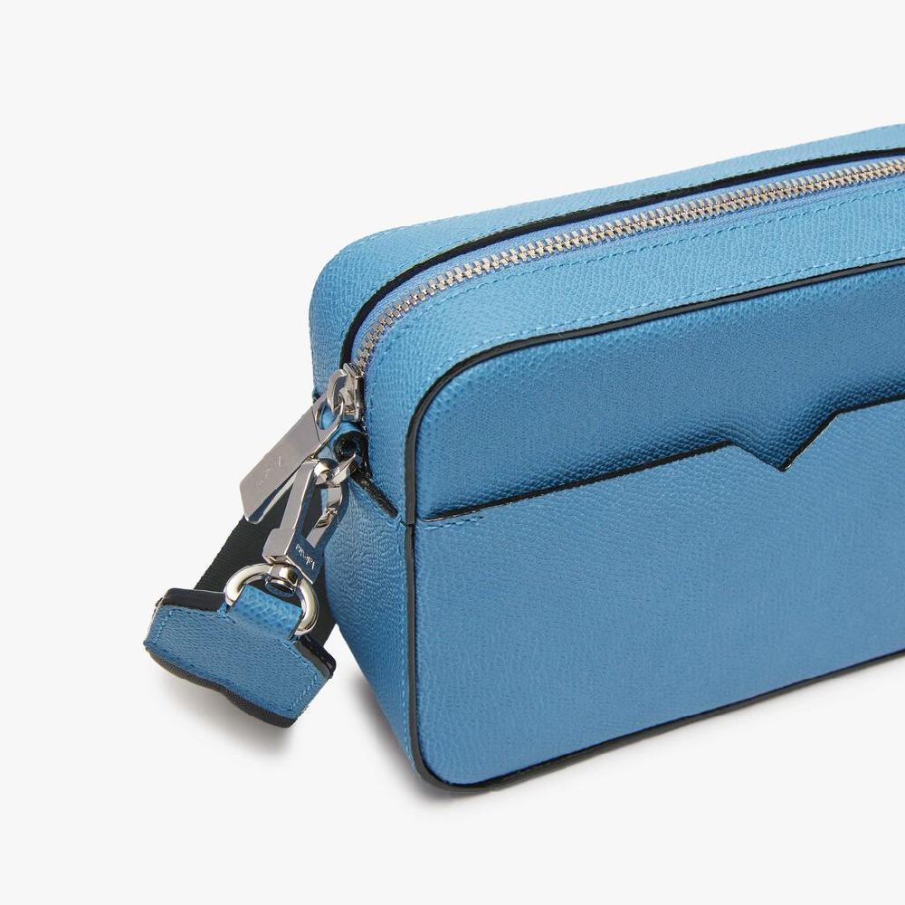 Valextra Borsa a tracolla Uomo di Lusso in Pelle Azzurra | Valextra V-Line Negozi Online